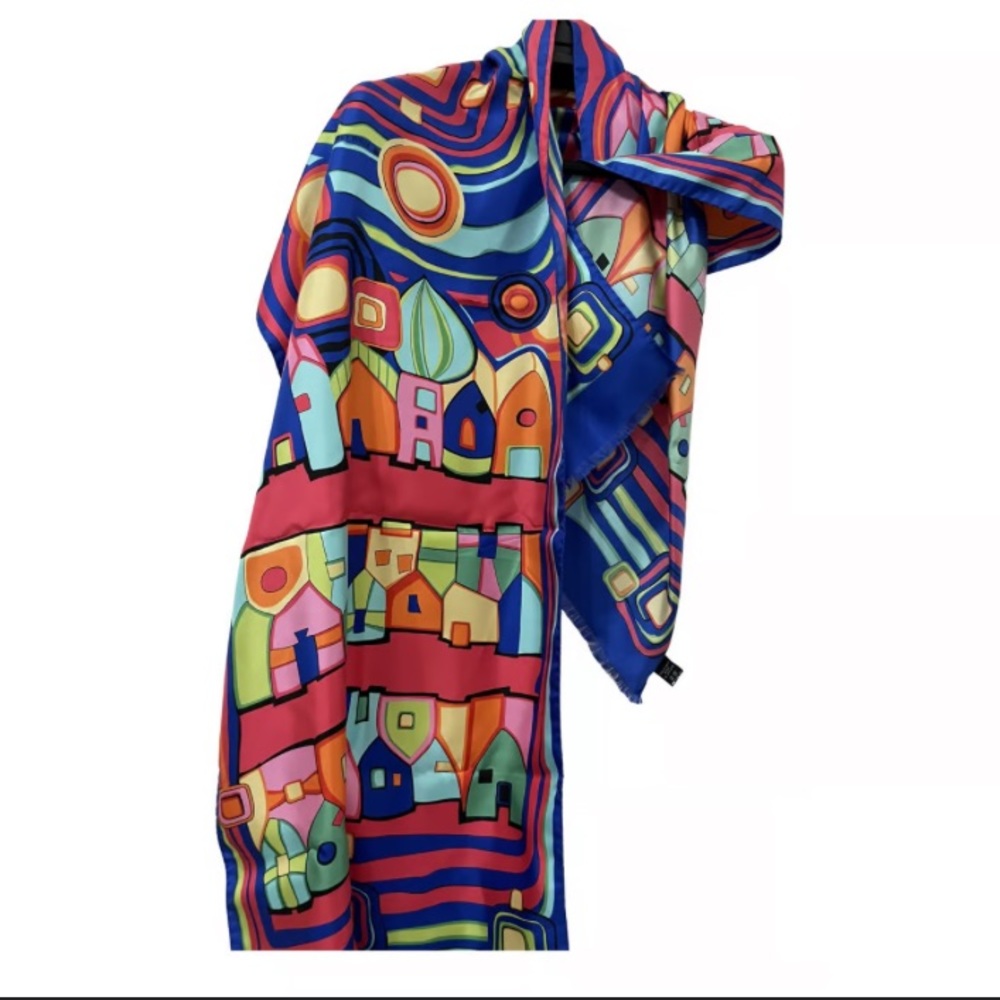 MOVING SALE! Colorful Frey Wille Silk Scarf Stole RARE